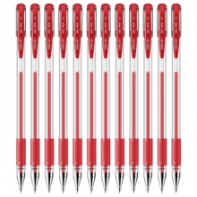 得力（deli）0.5mm子弹头中性笔 碳素笔 水笔 签字笔 办公学生文具中性笔 红色6600ES