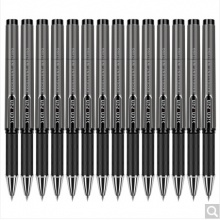 得力(deli)1.0mm办公中性笔碳素签字笔 办公用品 12支/盒S73黑色