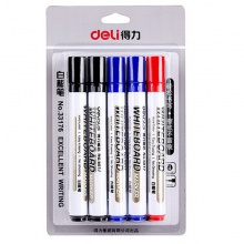 得力 Deli 33176 办公会议白板笔可擦易擦10支 白板笔套装(7黑+2蓝+1红)