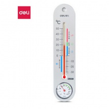得力（deli） 9013 挂壁式室内水银温度计 家用湿度计