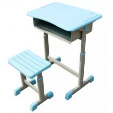 学习桌椅教室用  椭圆管1.2厚 塑料桌凳面 一次成型铁斗 加框 面板颜色可以自选